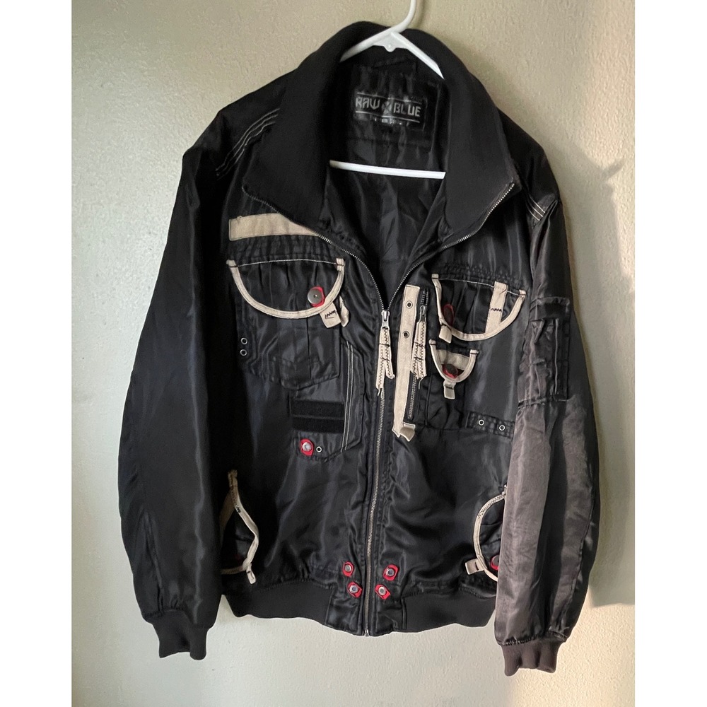 Raw Blue Mens XL Bomber‎ Jacket Military Pilot Style Black Full Zip